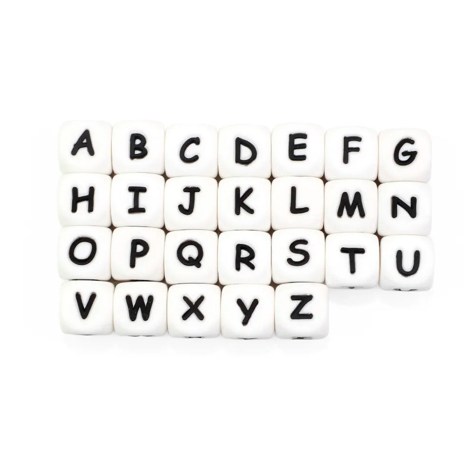 10pcs 12mm Baby Silicone Letters Beads Pacifier Letters Alphabet Beads BPA Free Baby Chew Teething Teethers Nursing Shower Gifts