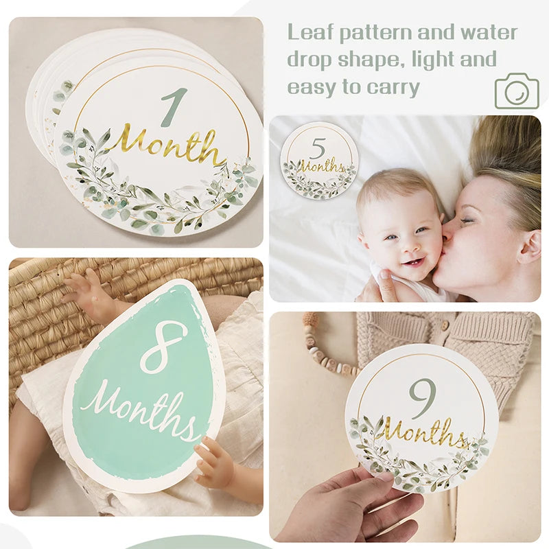 1Set Baby Milestone Cards Month Sticker Baby Memorial Birth Monthly Kids Commemorative Card Photography Props Accessories Gift